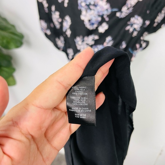 Rebecca Taylor Silk Hydrangea Black Floral Dress 2 - Picture 7 of 9